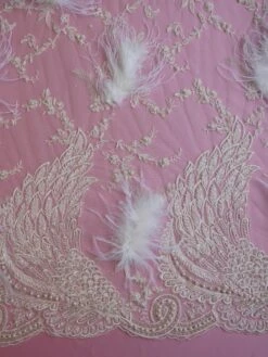 Ivory Beaded With White Feathers Lace - Chantelle 19 Ivory Beaded With White Feathers Lace - Chantelle -Bridal Fabric Shop ivory lace chantelle