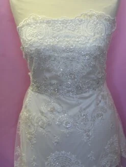 Ivory Embroidered Lace - Ruby -Bridal Fabric Shop ivory lace ruby on mannequin