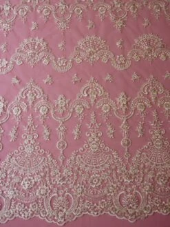 Ivory Embroidered Lace - Ruby -Bridal Fabric Shop ivory sequinned embroidery lace ruby