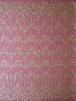 Ivory Embroidered Lace - Ruby -Bridal Fabric Shop ivory sequinned embroidery lace ruby full width