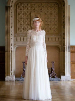 Ivory Chantilly Lace - Jemima -Bridal Fabric Shop jemimafront