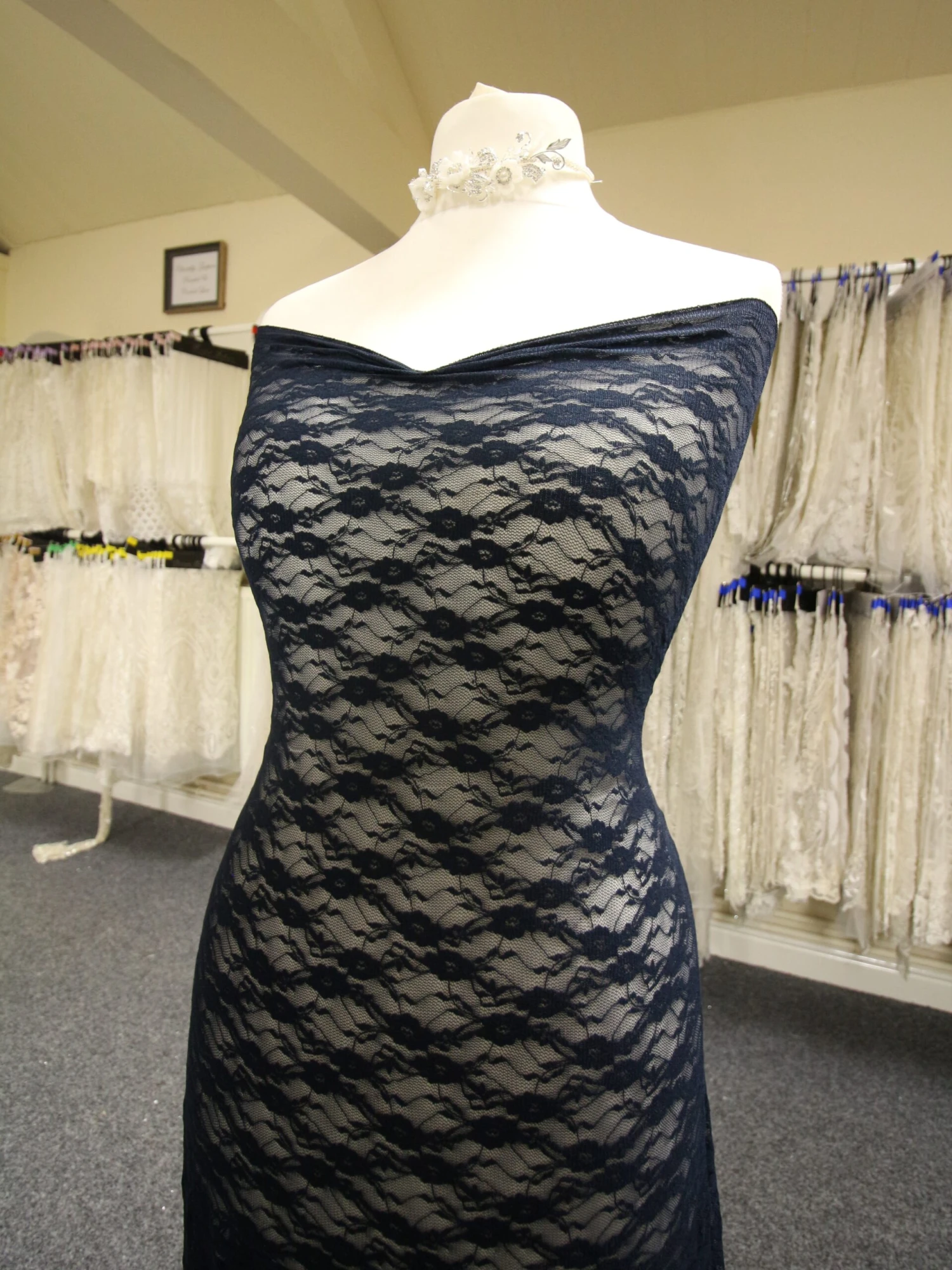 Midnight Blue Stretch Lace - Yvonne 3 Midnight Blue Stretch Lace - Yvonne - Image 3