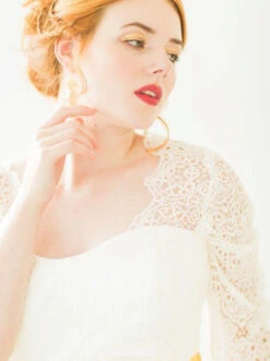 Ivory Guipure Lace – Isabella -Bridal Fabric Shop mlws saffron sunrise close up front isabella