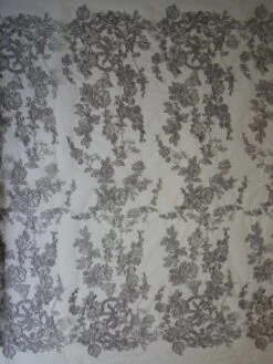 Pewter Grey Embroidery Lace - Garbo -Bridal Fabric Shop pewter lace garbo full width