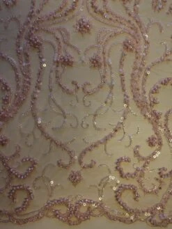Blush Flower Lace - Makayla -Bridal Fabric Shop pink beaded lace makayla