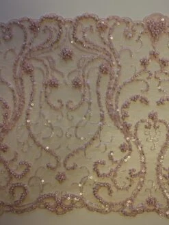 Blush Flower Lace - Makayla -Bridal Fabric Shop pink beaded lace makayla full width