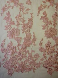 Pink Embroidery Lace - Garbo -Bridal Fabric Shop pink embroidered lace garbo