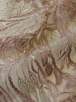 Pink Embroidered Lace - Immaculata -Bridal Fabric Shop pink lace immaculata close up