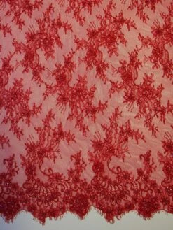 Red Beaded Lace - O'Hara 10 Red Beaded Lace - O'Hara -Bridal Fabric Shop red beaded raschel lace o hara