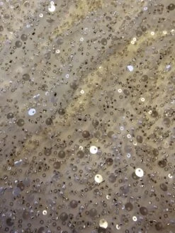 Ivory Sequinned & Beaded Tulle - Sensilla -Bridal Fabric Shop sequinned tulle sensilla