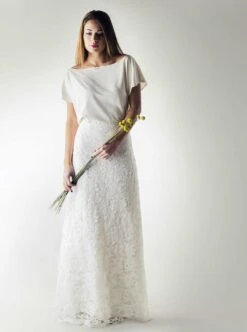 Ivory Corded Lace – Dawn -Bridal Fabric Shop skirt made using dawn lace