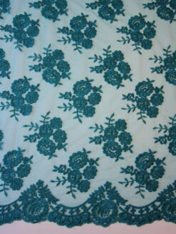 Teal Corded Lace - Riaz -Bridal Fabric Shop teal corded lace riaz