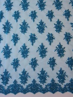Aqua Corded Lace - Janis -Bridal Fabric Shop turquoise corded lace janis 2