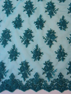 Teal Corded Lace - Janis -Bridal Fabric Shop turquoise corded lace janis
