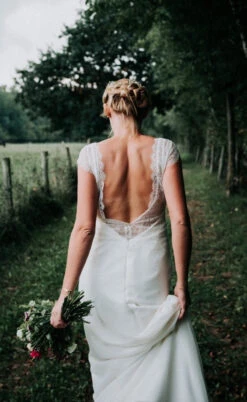 Ivory Chantilly Lace - Jocelyn -Bridal Fabric Shop wedding dress using ivory chantilly lace jocelyn