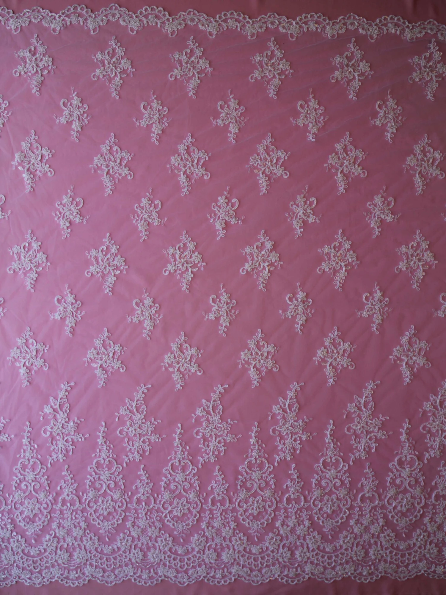 White Beaded Lace - Alexandra 4 White Beaded Lace - Alexandra - Image 4