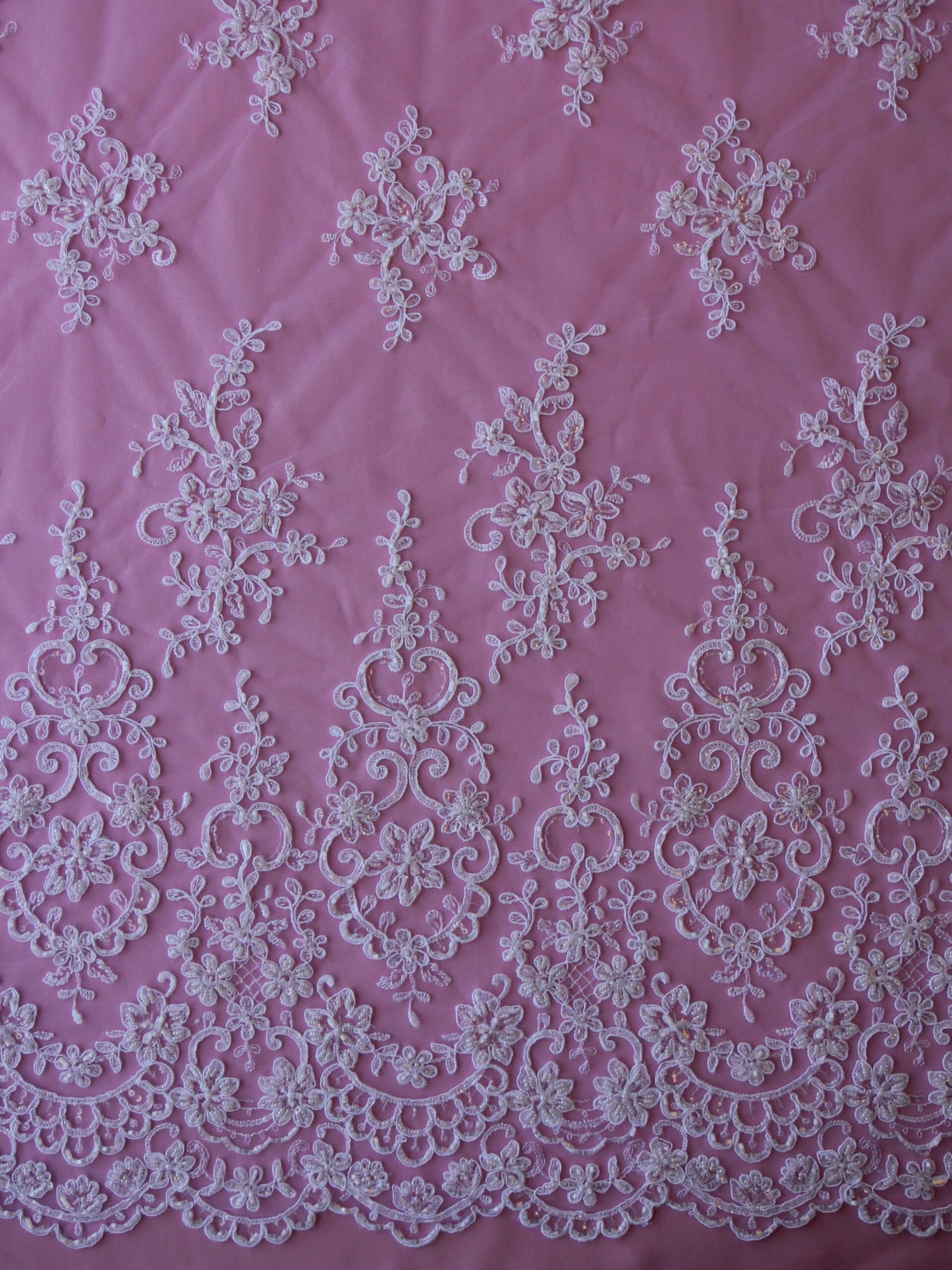 White Beaded Lace - Alexandra 3 White Beaded Lace - Alexandra - Image 3