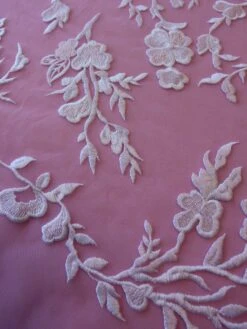 White Embroidered Lace - Janine -Bridal Fabric Shop white embroidered lace janine close up