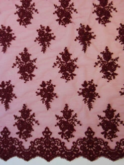 Wine Corded Lace - Janis -Bridal Fabric Shop wine embroidery lace janis