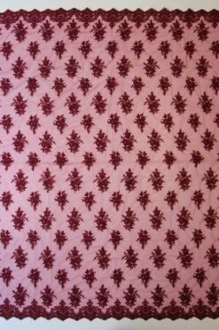 Wine Corded Lace - Janis -Bridal Fabric Shop wine embroidery lace janis full width